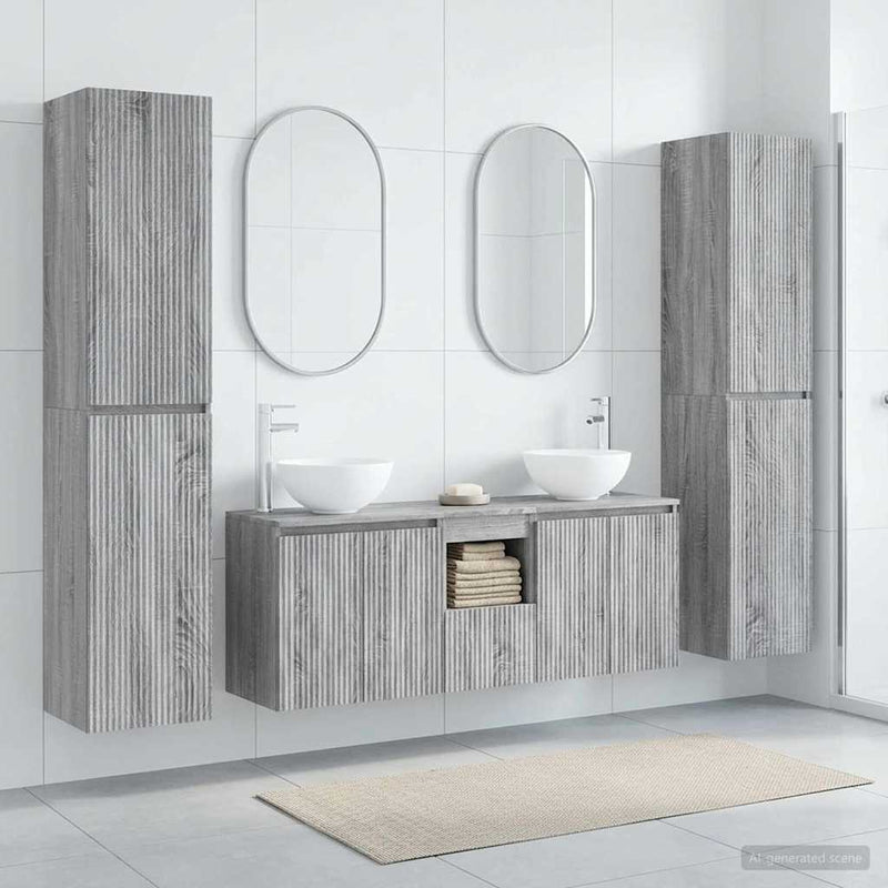 Set de mobilier pentru baie 5 buc. Sonoma gri
