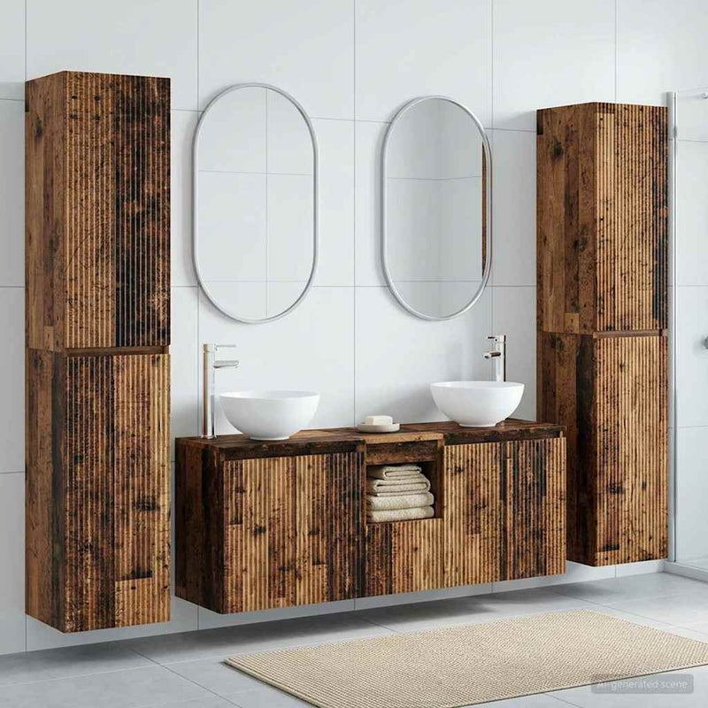 Set de mobilier pentru baie 5 buc. Lemn vechi