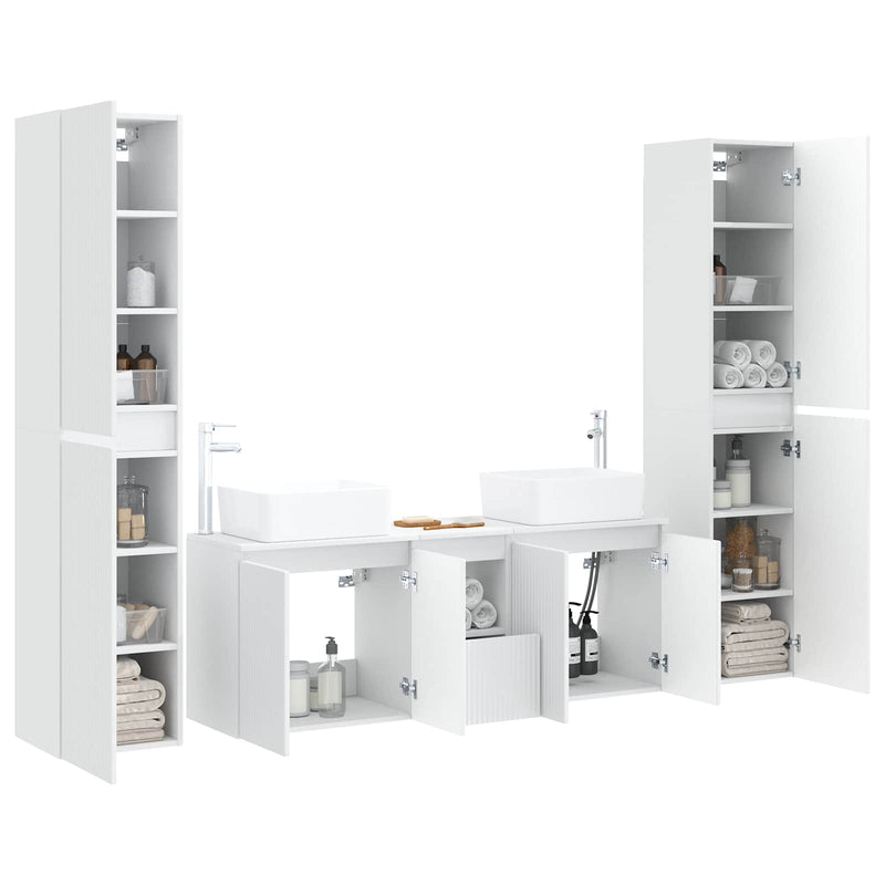 Set de mobilier pentru baie 5 buc. Alb 33 x 34,5 x 160 cm