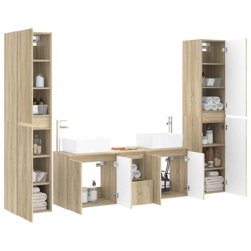 Set de mobilier pentru baie 5 buc. Stejar Sonoma