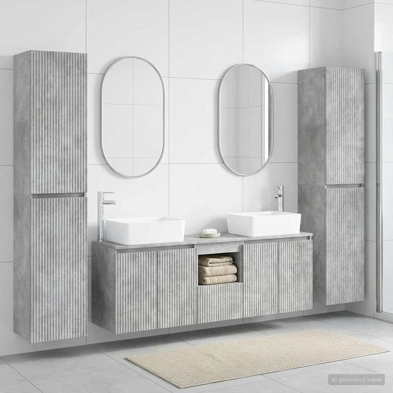 Set de mobilier pentru baie 5 buc. Gri Beton 33 x 34,5 x 160 cm