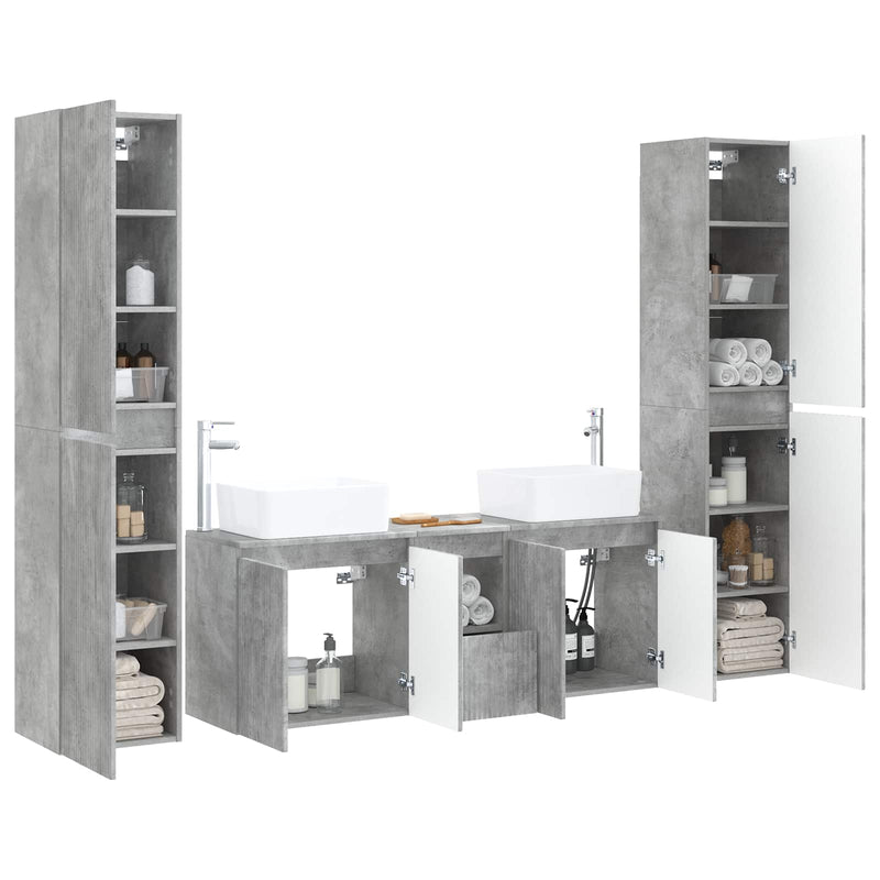 Set de mobilier pentru baie 5 buc. Gri Beton 33 x 34,5 x 160 cm