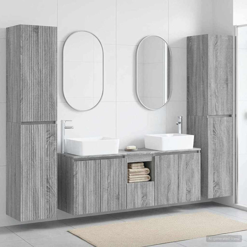 Set de mobilier pentru baie 5 buc. Sonoma gri