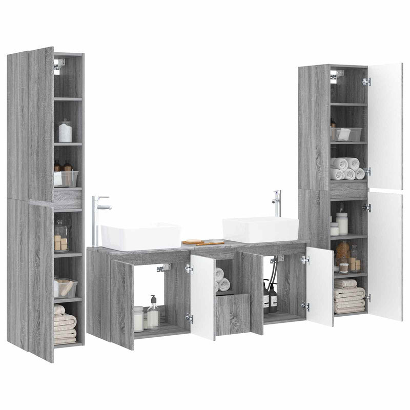 Set de mobilier pentru baie 5 buc. Sonoma gri