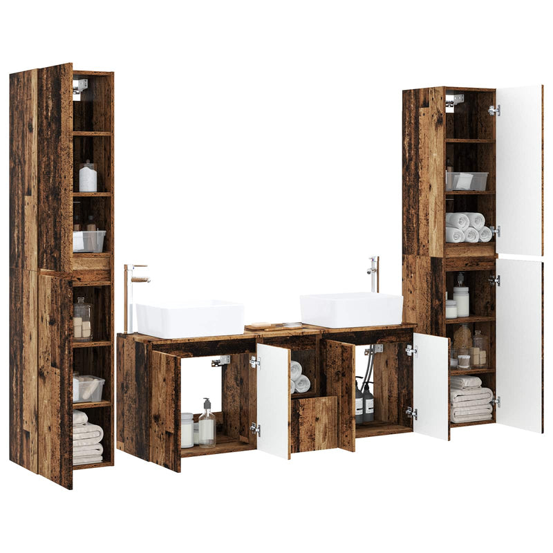 Set de mobilier pentru baie 5 buc. Lemn vechi