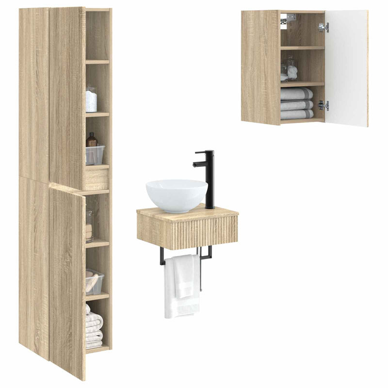 Set de mobilier pentru baie 3 buc. Stejar Sonoma