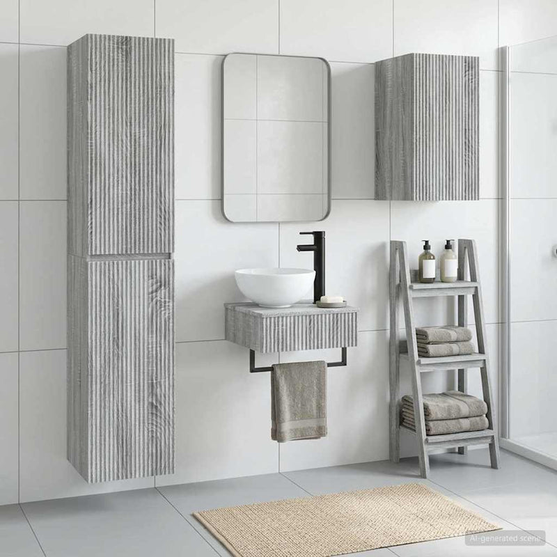Set de mobilier pentru baie 3 buc. Sonoma gri