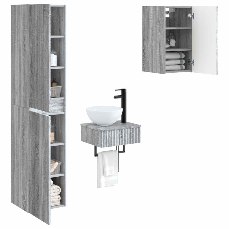 Set de mobilier pentru baie 3 buc. Sonoma gri