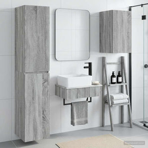 Set de mobilier pentru baie 3 buc. Sonoma gri