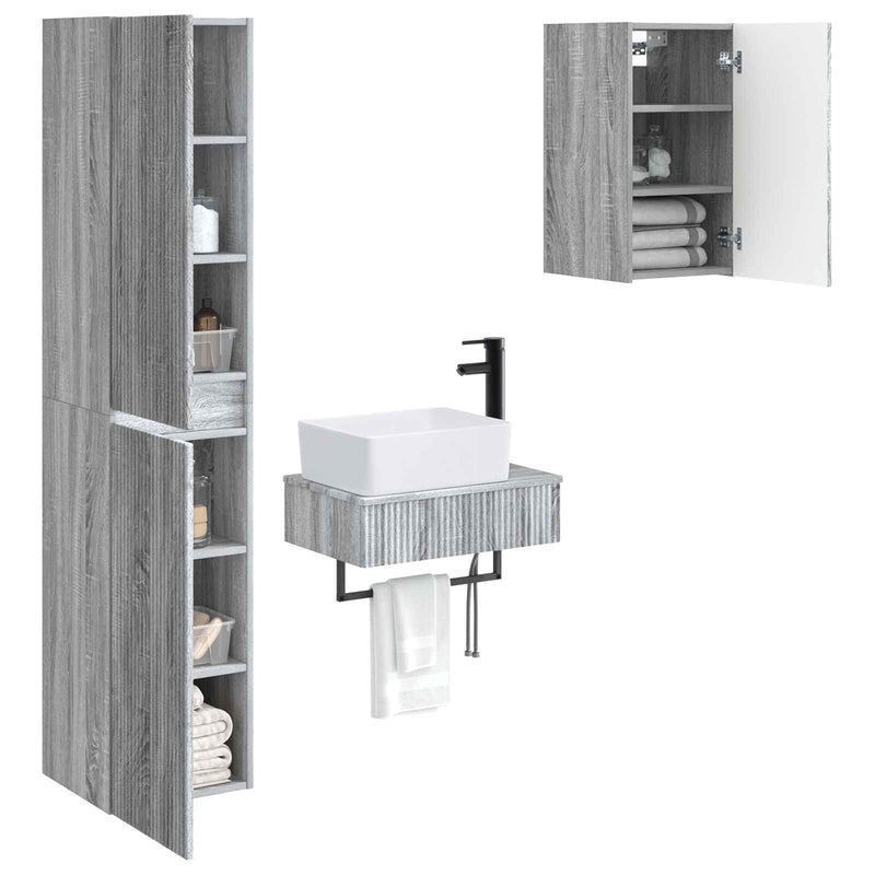 Set de mobilier pentru baie 3 buc. Sonoma gri