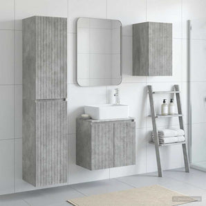 Set de mobilier pentru baie 3 buc. Gri Beton 33 x 34,5 x 160 cm