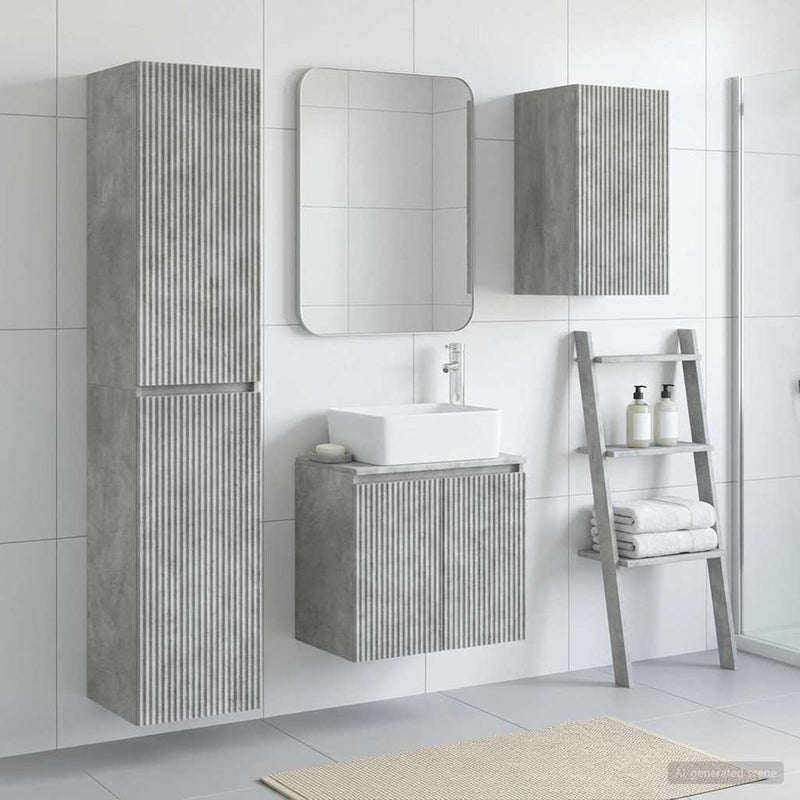 Set de mobilier pentru baie 3 buc. Gri Beton 33 x 34,5 x 160 cm