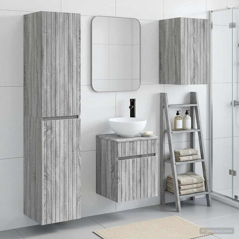 Set de mobilier pentru baie 3 buc. Sonoma gri