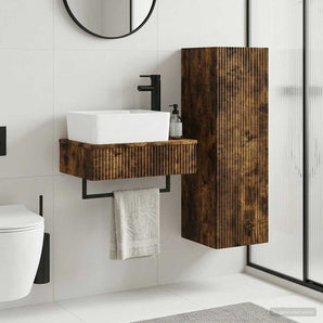 Set de mobilier pentru baie 2 buc. Stejar fumuriu