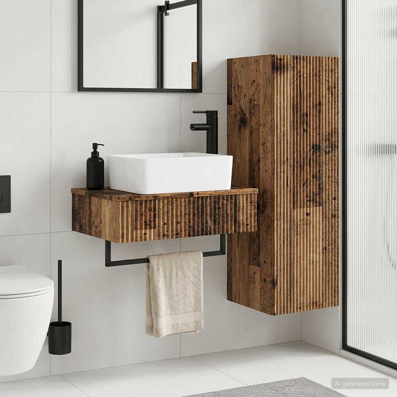 Set de mobilier pentru baie 2 buc. Lemn vechi