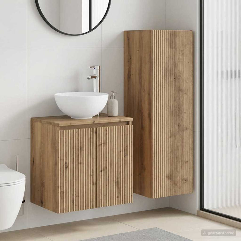 Set de mobilier pentru baie 2 buc. Stejar Artizanal