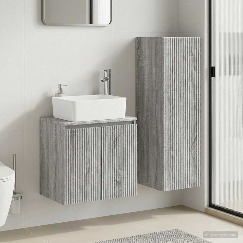 Set de mobilier pentru baie 2 buc. Sonoma gri