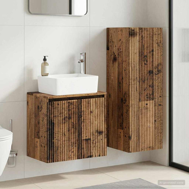 Set de mobilier pentru baie 2 buc. Lemn vechi