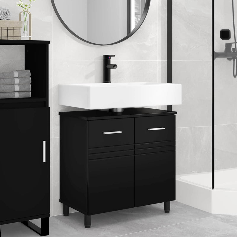 Unitate Vanity pentru Baie Negru 60 x 35 x 60 cm Lemn prelucrat