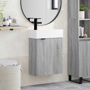 Unitate de baie cu robinet Sonoma gri 45,5 x 22,5 x 84 cm