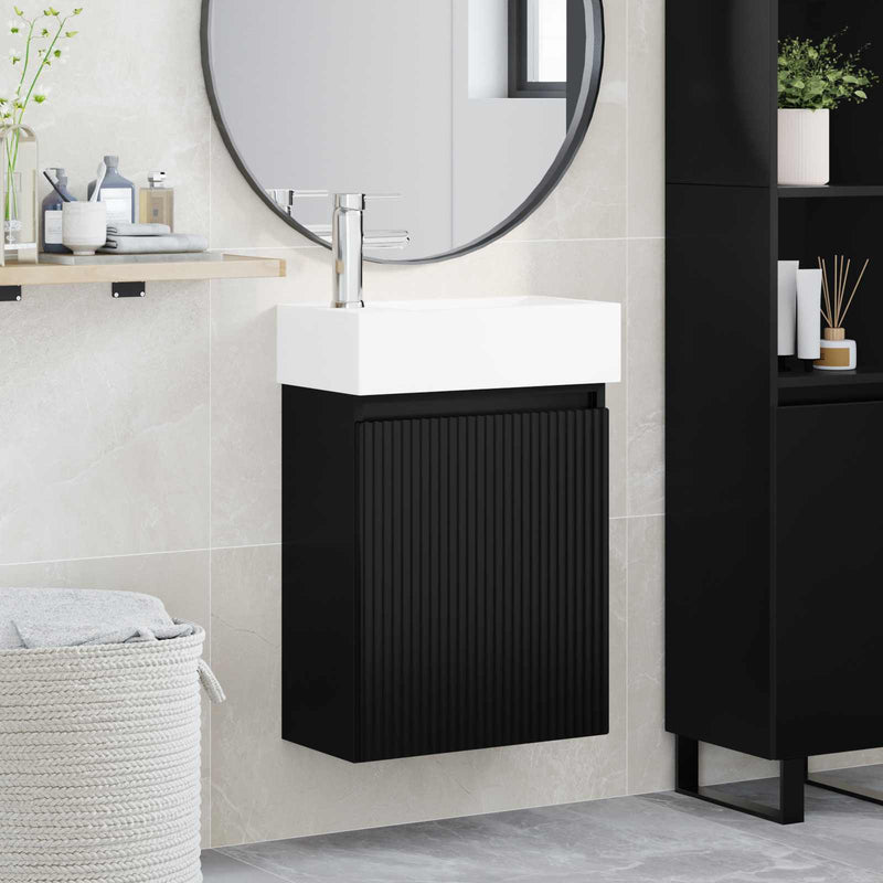 Unitate de baie cu robinet Negru 45,5 x 22,5 x 84 cm
