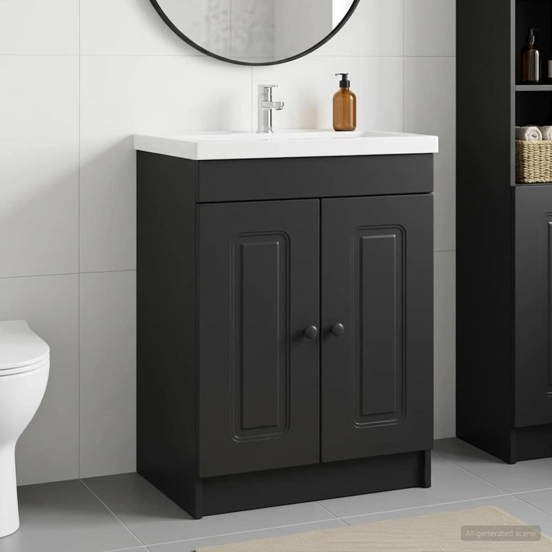 Dulap de baie sub chiuvetă Negru 56 x 37,5 x 81 cm