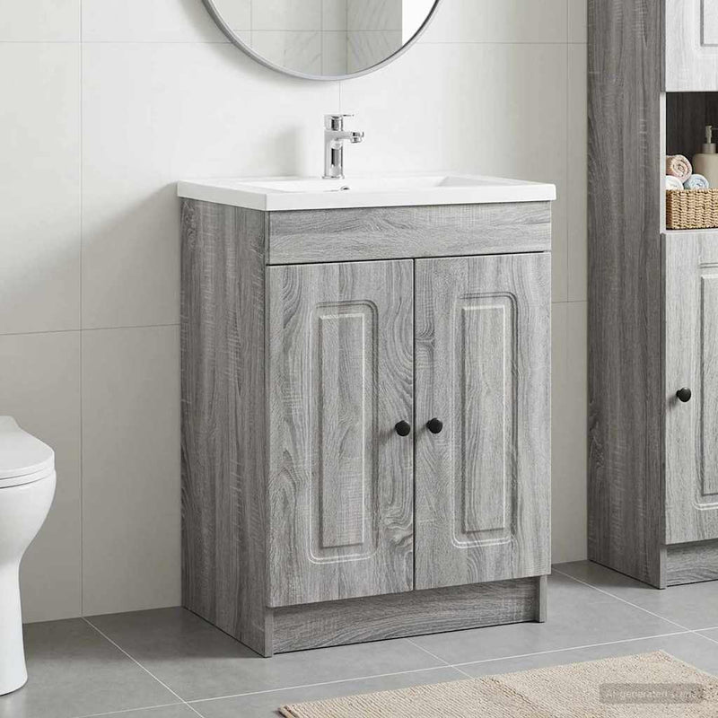 Dulap de baie sub chiuvetă Sonoma gri 56 x 37,5 x 81 cm