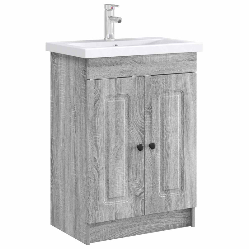 Dulap de baie sub chiuvetă Sonoma gri 56 x 37,5 x 81 cm