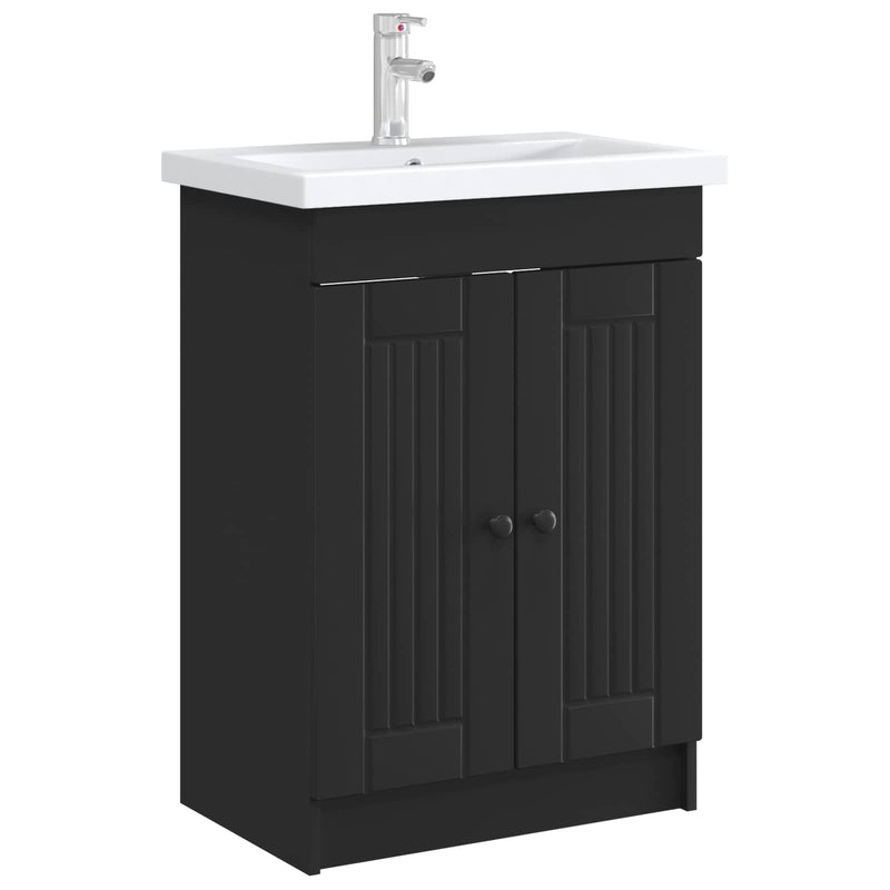 Dulap de baie sub chiuvetă Negru 56 x 37,5 x 81 cm
