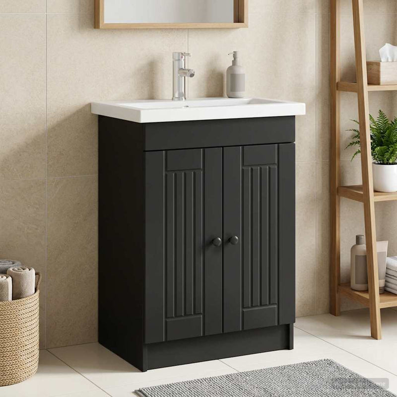 Dulap de baie sub chiuvetă Negru 78,5 x 37,5 x 81 cm