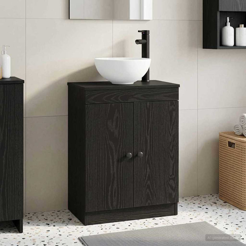 Mobilă de baie cu chiuvetă Negru 54 x 35 x 83 cm Lemn prelucrat