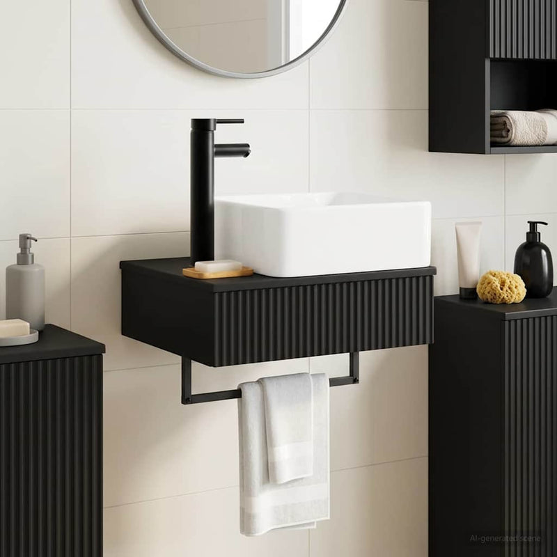 Basin de spălare montat pe perete Negru 53 x 35 x 39 cm