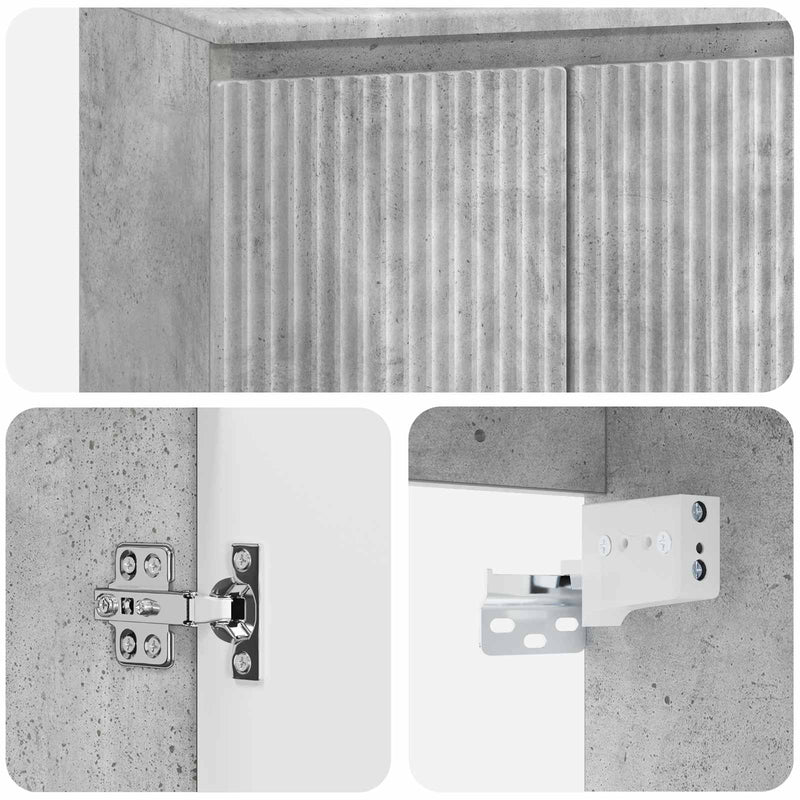 Vanitate cu chiuvetă montată pe perete Gri Beton