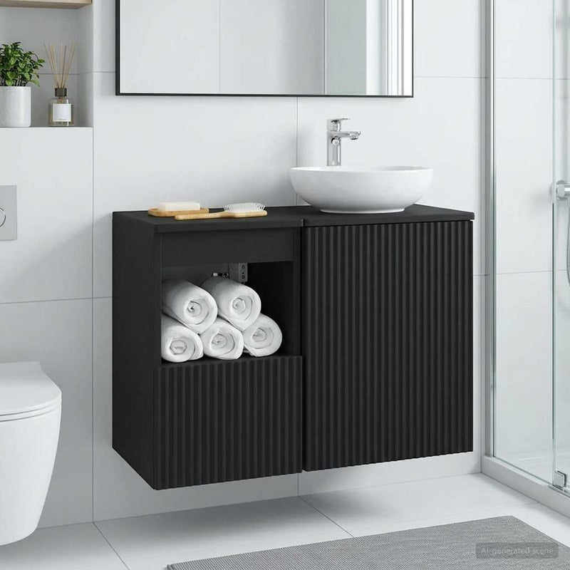 Dulap de Baie Negru 30 x 35 x 50 cm Lemn prelucrat