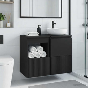 Dulap de Baie Negru 30 x 44,5 x 50 cm Lemn prelucrat
