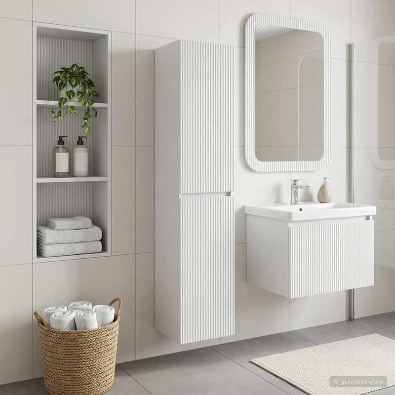 Dulap Bathroom Montat pe Perete Alb 33 x 34,5 x 160 cm