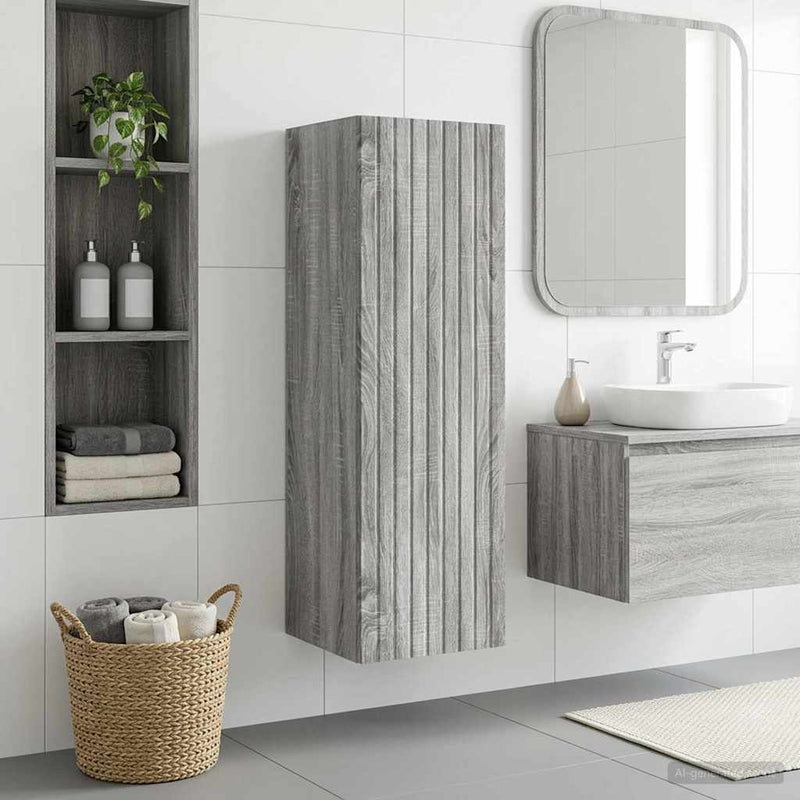 Dulap Bathroom Montat pe Perete Sonoma gri 33 x 34,5 x 100 cm