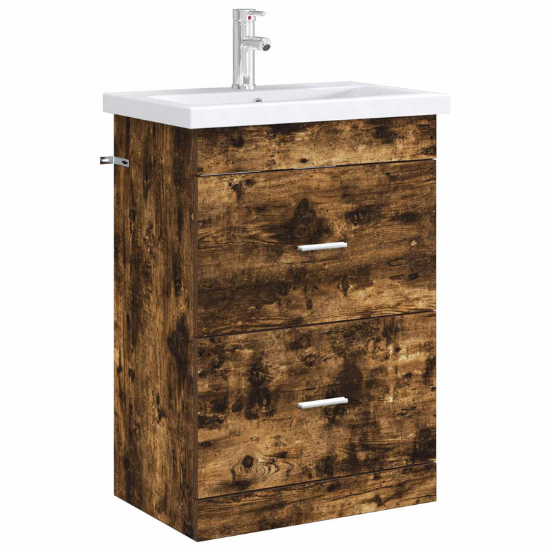 Dulap sub chiuvetă pentru baie Stejar fumuriu 56 x 37,5 x 81 cm