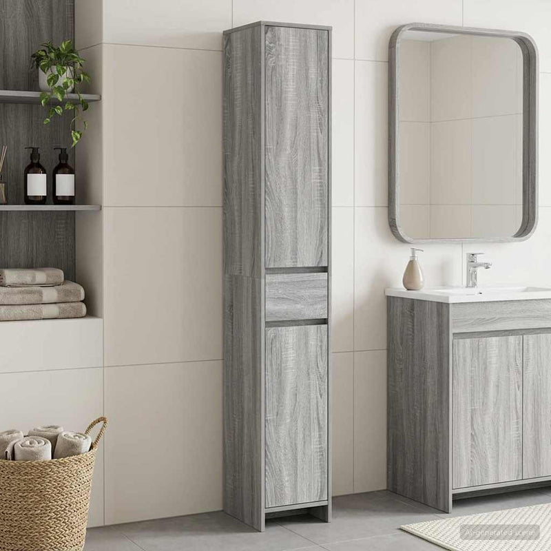 Dulap de Baie Sonoma gri 30 x 33 x 190 cm Lemn prelucrat