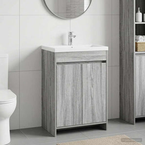 Dulap sub chiuvetă pentru baie Sonoma gri 56 x 37,5 x 81 cm