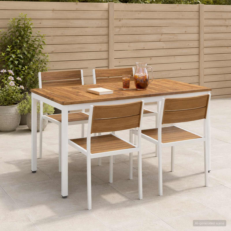 Masă de cină pentru grădină Natural și Alb 108,5 x 55 x 75 cm