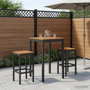 Masă de Bar în Grădină Natural și Negru 60 x 60,5 x 105 cm