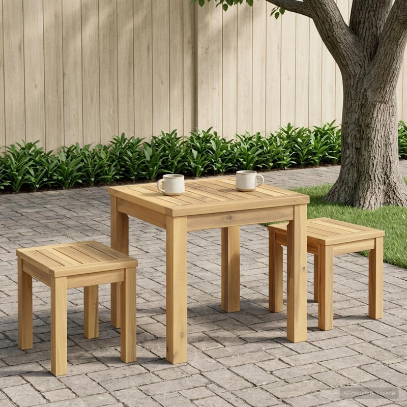 Masă de cafea Alb 40 x 40,5 x 36 cm Lemn Solid de Acacia