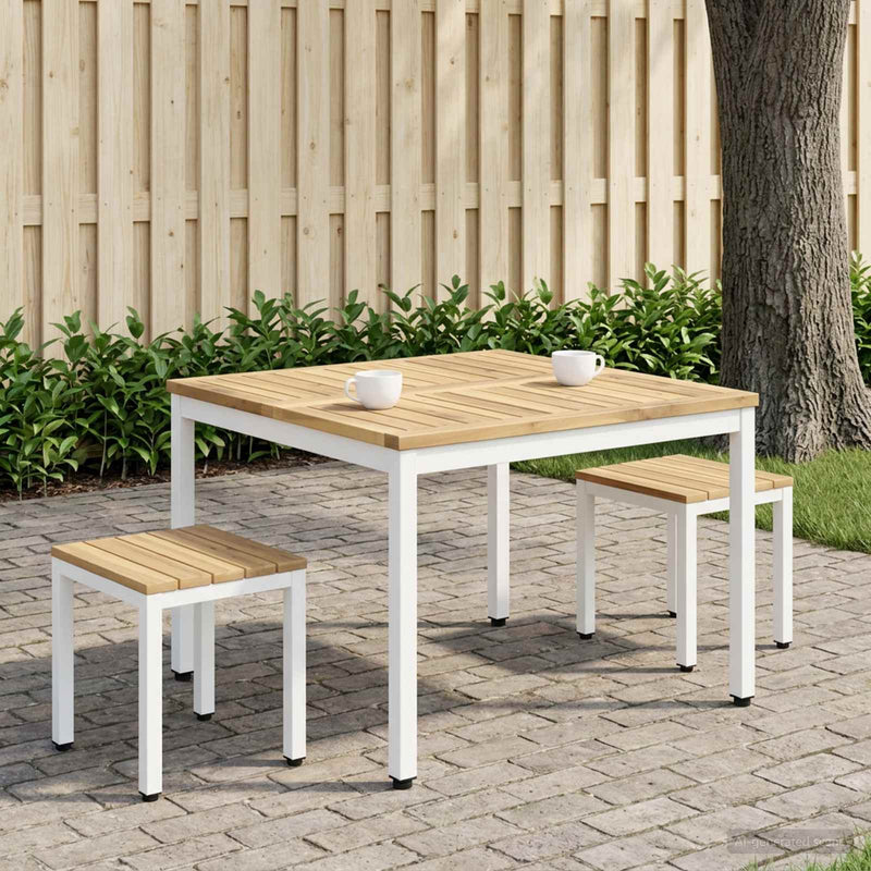 Masă de cafea Alb 80 x 80,5 x 45 cm Lemn Solid de Acacia
