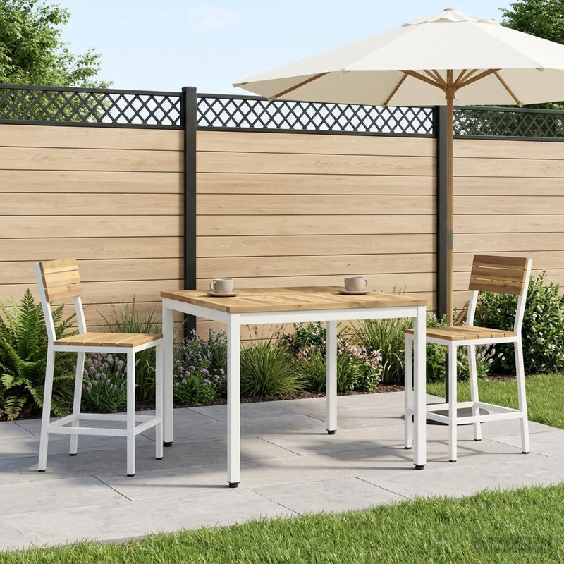 Masă de cafea Alb 80 x 80,5 x 45 cm Lemn Solid de Acacia