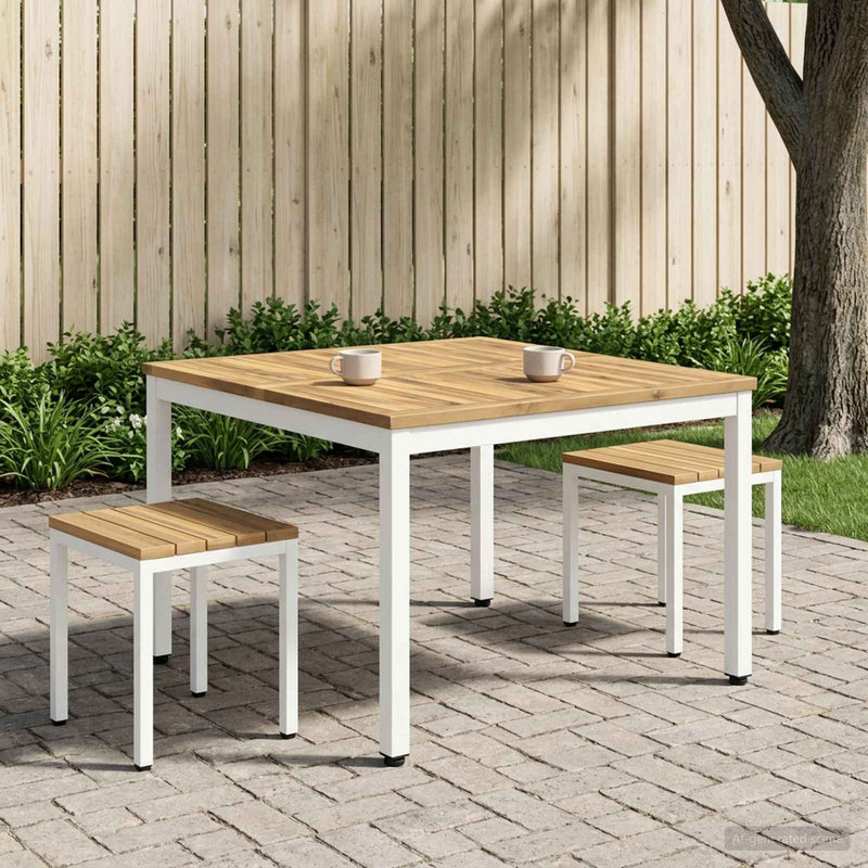 Masă de cafea Alb 100 x 100,5 x 45 cm Lemn Solid de Acacia