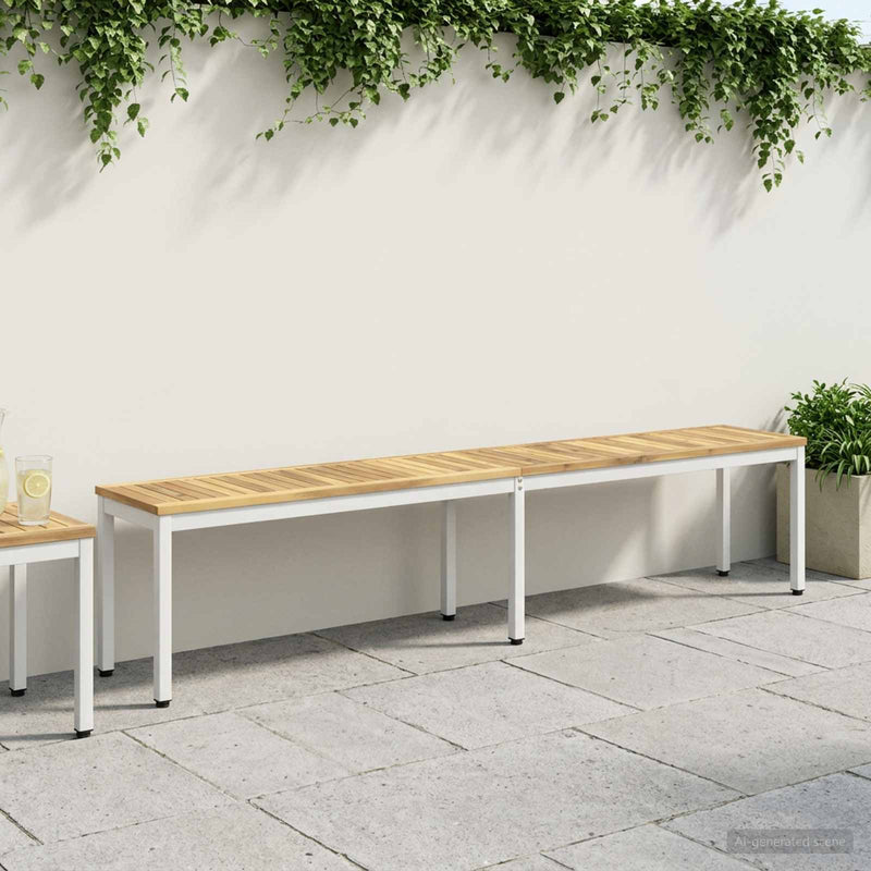 Bancă de grădină 201 x 35 x 45 cm Lemn Solid de Acacia Alb