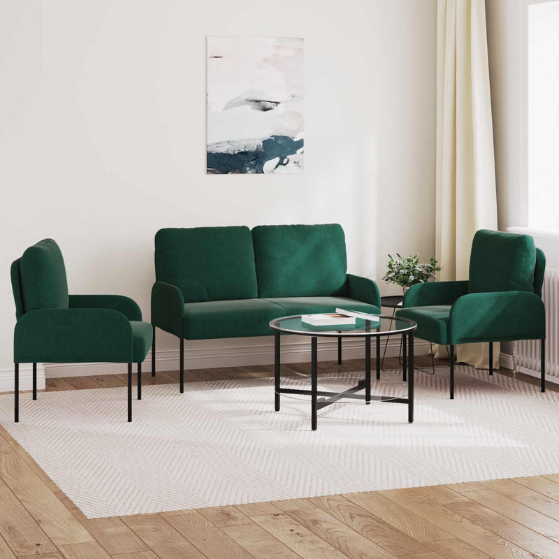 Seturi de canapele 3 buc. Verde închis placaj