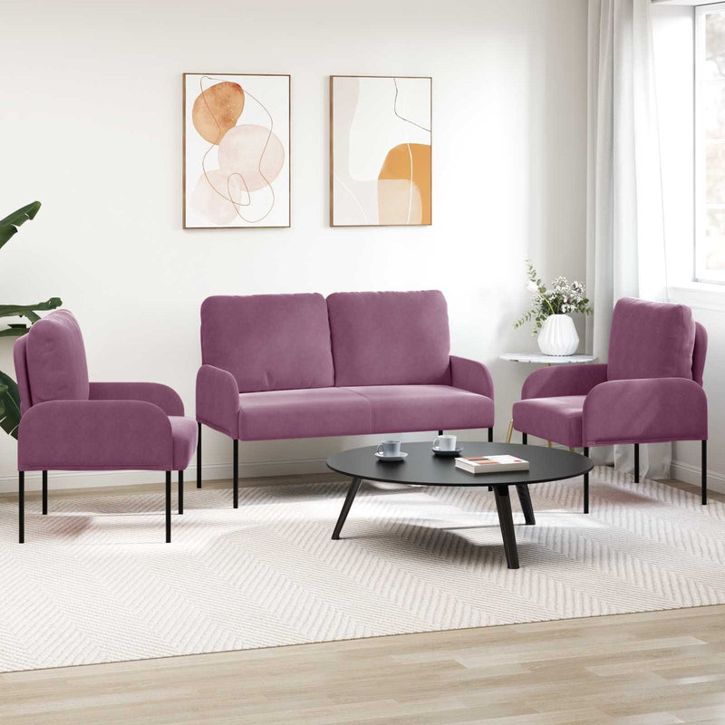 Seturi de canapele 3 buc. Violet placaj