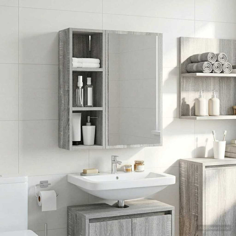 Dulap de perete pentru baie Sonoma gri 20 x 16 x 62,5 cm